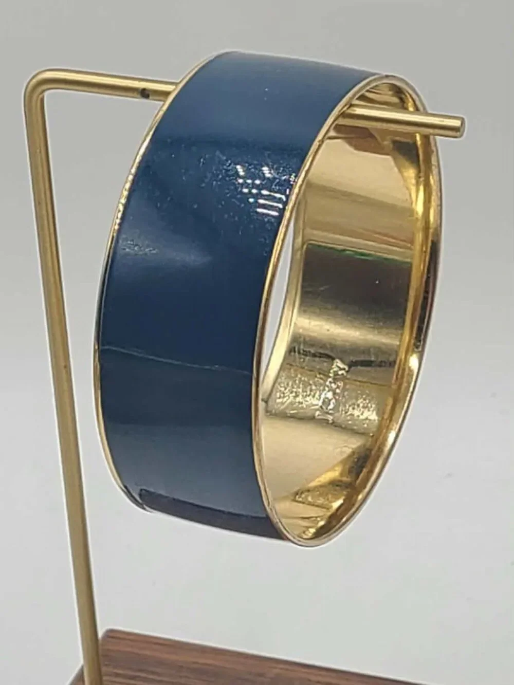 J Crew Blue Enamel Gold Tone Bangle Bracelet
